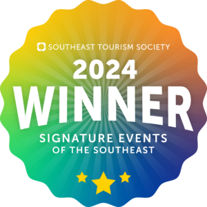 Multi color seal with text announcing Souteast Tourism Society 2024 Winner, Signature Events of the Southeast.