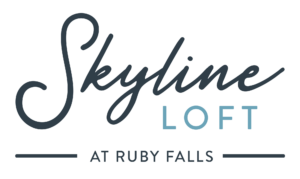 Logo with text reading Skyline Loft at Ruby Falls